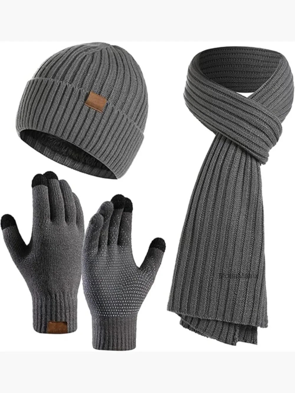 Unisex 3-Piece Knit Hat Scarf Gloves Set Warm Touchscreen Winter Gear